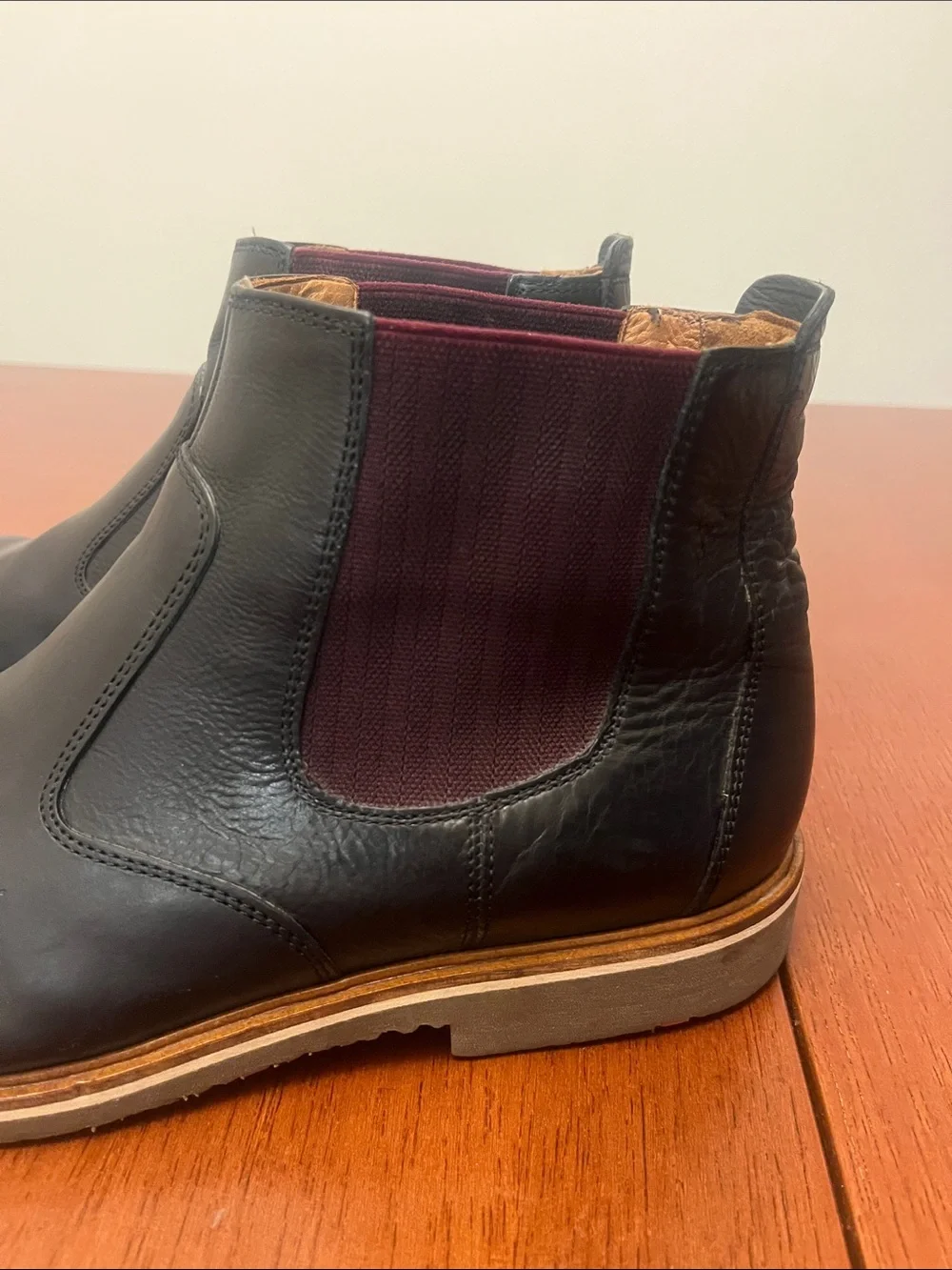 Lloyd Slava-Mid Chelsea Leather Boots - Black with Burgundy Elastic 9F079251